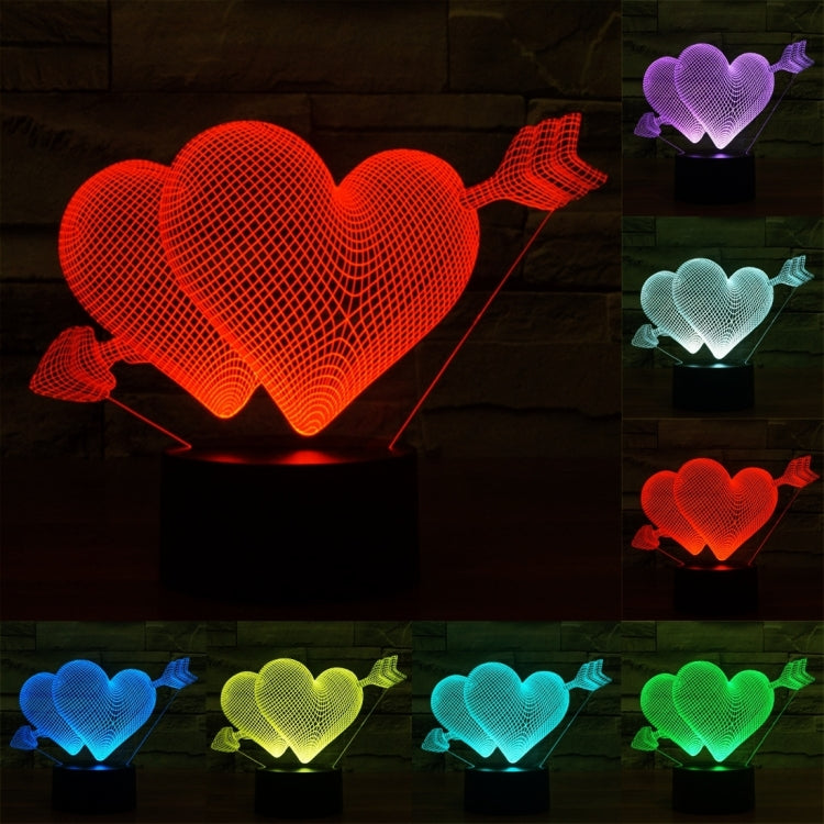 Lampada da scrivania con lampada stereo visiva creativa a 7 colori, luce notturna, Arrow Through Heart Style
