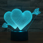 Lampada da scrivania con lampada stereo visiva creativa a 7 colori, luce notturna, Arrow Through Heart Style