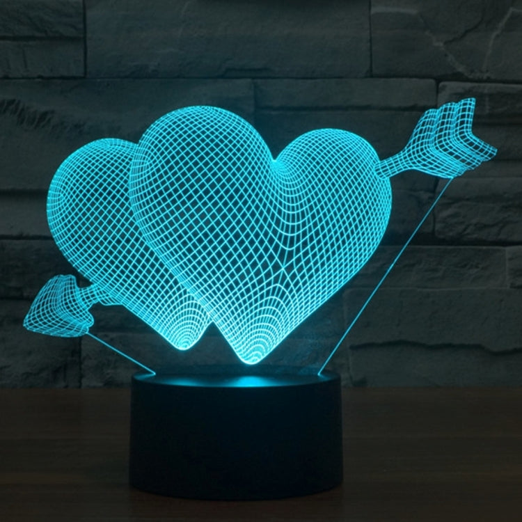 Lampada da scrivania con lampada stereo visiva creativa a 7 colori, luce notturna, Arrow Through Heart Style