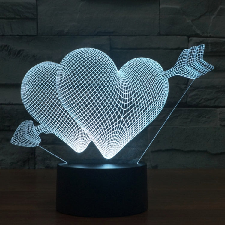 Lampada da scrivania con lampada stereo visiva creativa a 7 colori, luce notturna, Arrow Through Heart Style