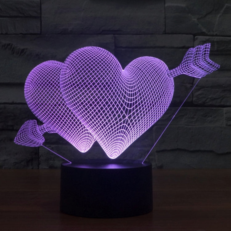 Lampada da scrivania con lampada stereo visiva creativa a 7 colori, luce notturna, Arrow Through Heart Style