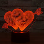 Lampada da scrivania con lampada stereo visiva creativa a 7 colori, luce notturna, Arrow Through Heart Style