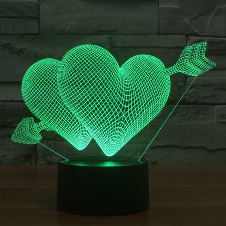Lampada da scrivania con lampada stereo visiva creativa a 7 colori, luce notturna, Arrow Through Heart Style