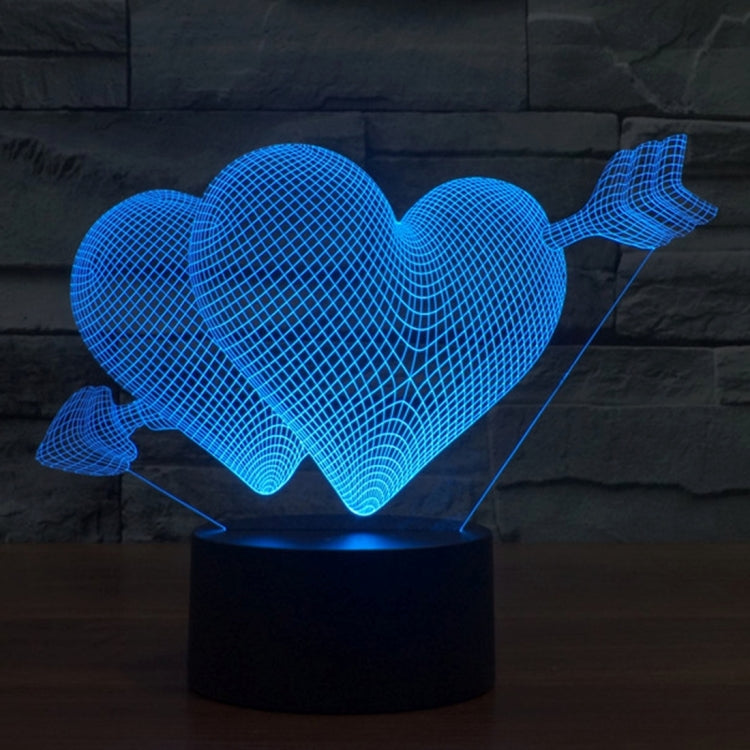 Lampada da scrivania con lampada stereo visiva creativa a 7 colori, luce notturna, Arrow Through Heart Style