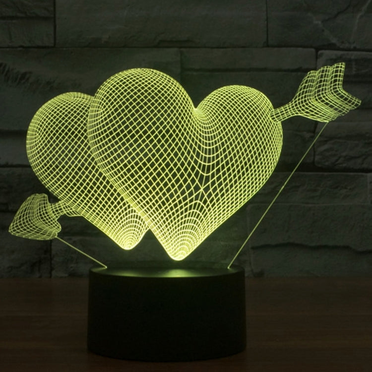 Lampada da scrivania con lampada stereo visiva creativa a 7 colori, luce notturna, Arrow Through Heart Style