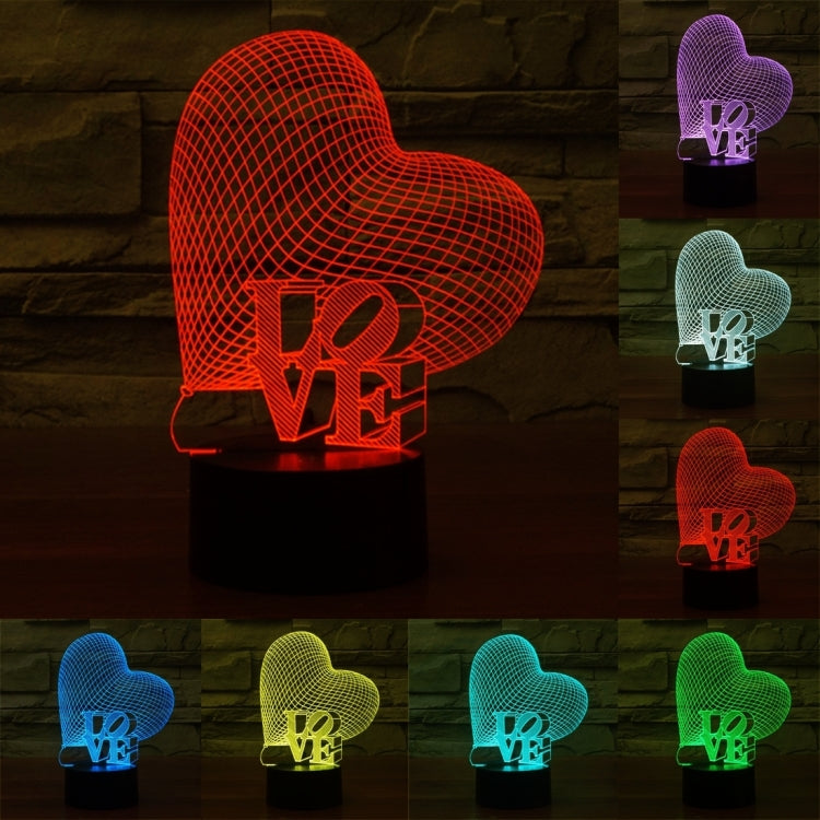 Lampada da scrivania con lampada stereo visiva creativa a 7 colori, luce notturna, Heart and LOVE Style