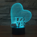 Lampada da scrivania con lampada stereo visiva creativa a 7 colori, luce notturna, Heart and LOVE Style