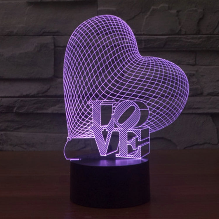 Lampada da scrivania con lampada stereo visiva creativa a 7 colori, luce notturna, Heart and LOVE Style