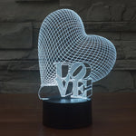 Lampada da scrivania con lampada stereo visiva creativa a 7 colori, luce notturna, Heart and LOVE Style
