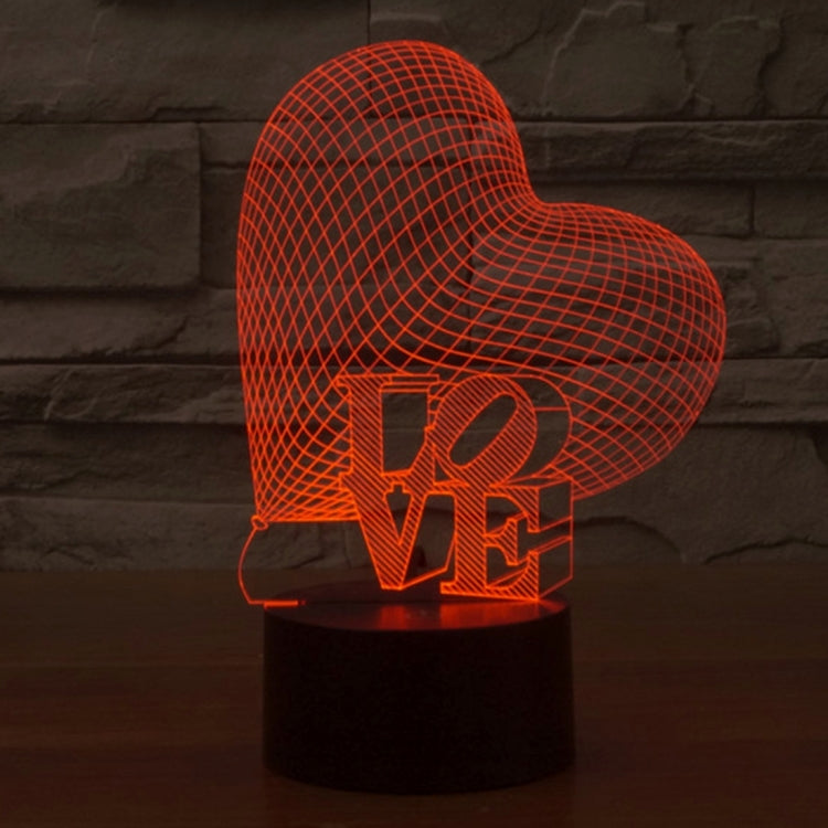 Lampada da scrivania con lampada stereo visiva creativa a 7 colori, luce notturna, Heart and LOVE Style