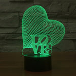 Lampada da scrivania con lampada stereo visiva creativa a 7 colori, luce notturna, Heart and LOVE Style