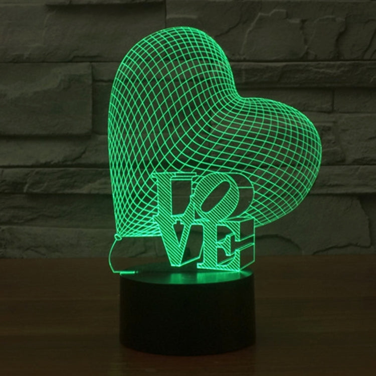 Lampada da scrivania con lampada stereo visiva creativa a 7 colori, luce notturna, Heart and LOVE Style