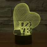 Lampada da scrivania con lampada stereo visiva creativa a 7 colori, luce notturna, Heart and LOVE Style