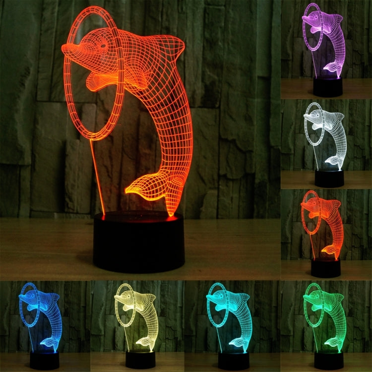 Lampada da scrivania con lampada stereo visiva creativa a 7 colori, luce notturna, Dolphin Style