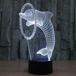 Lampada da scrivania con lampada stereo visiva creativa a 7 colori, luce notturna, Dolphin Style