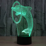 Lampada da scrivania con lampada stereo visiva creativa a 7 colori, luce notturna, Dolphin Style