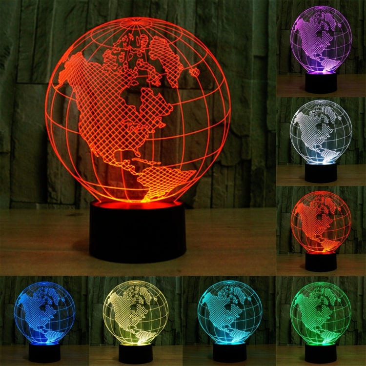 Lampada da scrivania con lampada stereo visiva creativa a 7 colori, luce notturna, America Globe Style