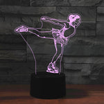 Luce notturna decorativa a LED 3D creativa con base nera per pattinaggio su ghiaccio, alimentata tramite USB e batteria, Powered by USB and Battery