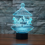 Luce notturna decorativa a LED 3D creativa con base nera a carosello, ricaricabile con pulsante a sfioramento, Rechargeable with Touch Button