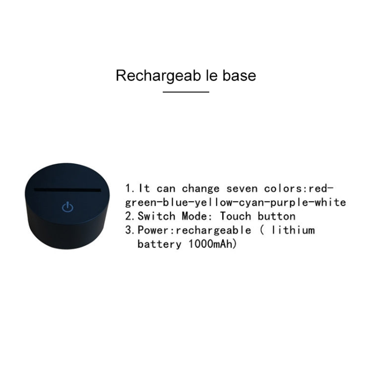 Luce notturna decorativa a LED 3D creativa con base nera a carosello, ricaricabile con pulsante a sfioramento, Rechargeable with Touch Button