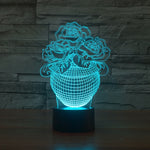 Luce notturna LED 3D colorata con base nera rosa USB