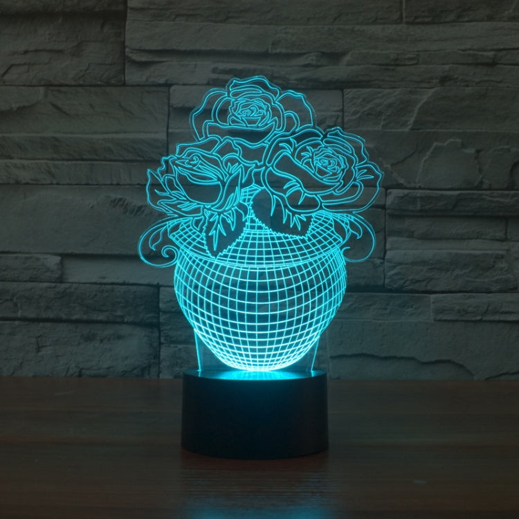 Luce notturna LED 3D colorata con base nera rosa USB