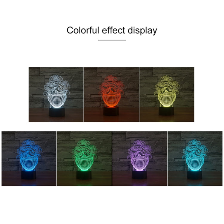 Luce notturna LED 3D colorata con base nera rosa USB