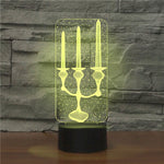 Candeliere Luce notturna decorativa a LED 3D creativa con base nera, alimentata tramite USB e batteria, Powered by USB and Battery