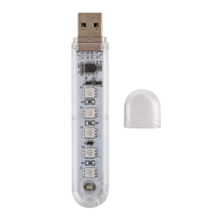 Piccola luce notturna portatile a LED USB colorata da 5 V a 5 LED con interruttore