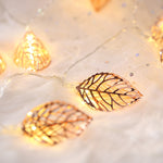 Lampada decorativa fata calda a 20 LED in stile adolescente per Natale, matrimonio, camera da letto, Rose Gold Leaf