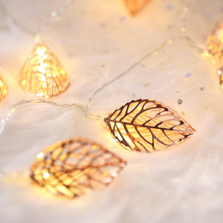 Lampada decorativa fata calda a 20 LED in stile adolescente per Natale, matrimonio, camera da letto, Rose Gold Leaf