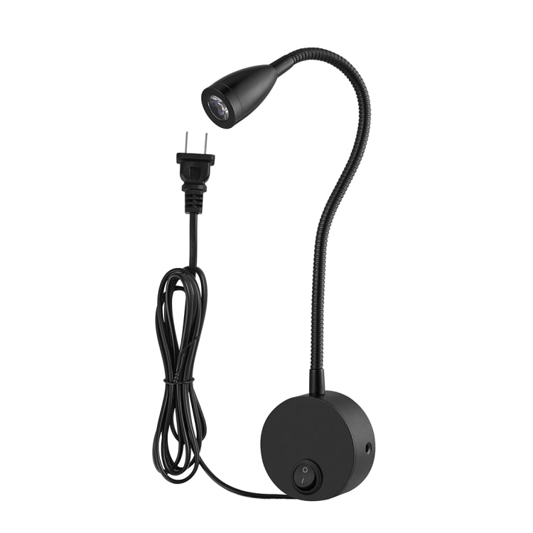 Lampada da parete per montaggio a parete da 160 LM 3000-3200K, certificazione CE / FCC, lunghezza collo d'oca: 30 cm, spina USA/UE, consegna predefinita spina USA, CL-06b Black Shell