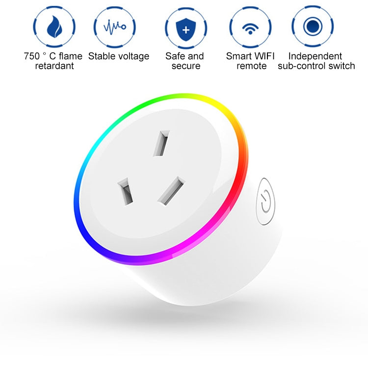 10A RGB Scene Light WiFi Remote Control Smart Socket Works with Alexa, Google Home and IFTTT, AC 100-240V, AU Plug, XS-A17