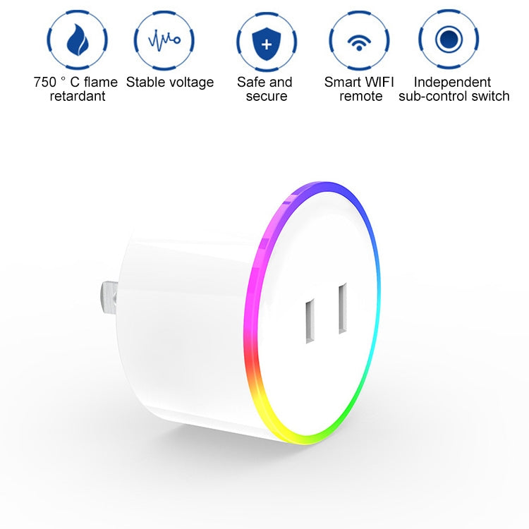 10A RGB Scene Light WiFi Remote Control Smart Socket Works with Alexa, Google Home and IFTTT, AC 100-240V, JP Plug, XS-A18