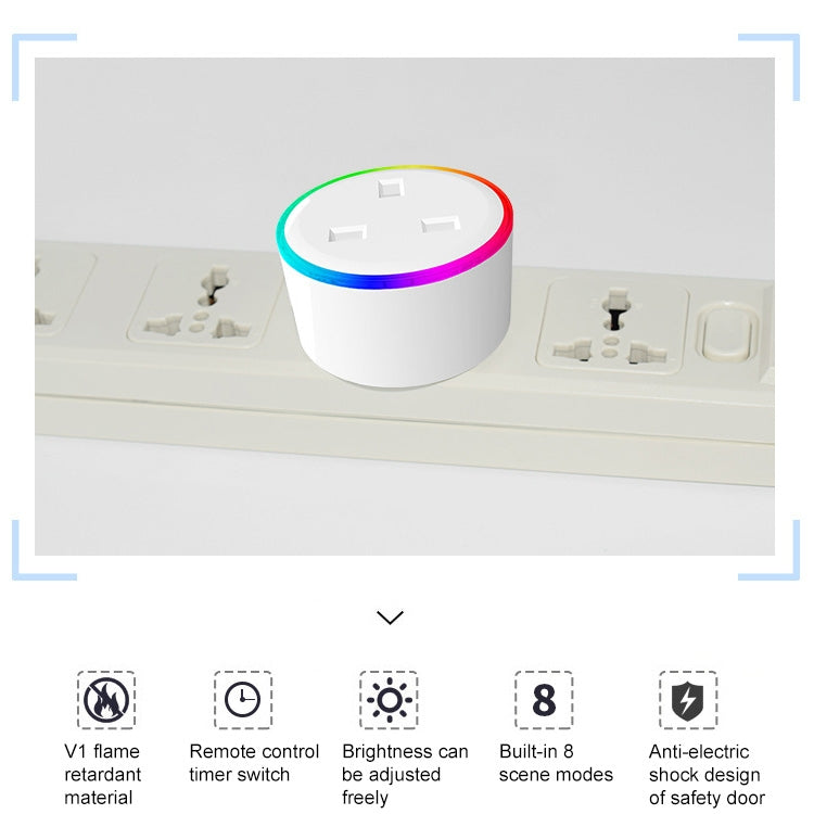 10A RGB Scene Light WiFi Remote Control Smart Socket, Works with Alexa and Google Home, AC 220-240V, UK Plug, XS-SSC03