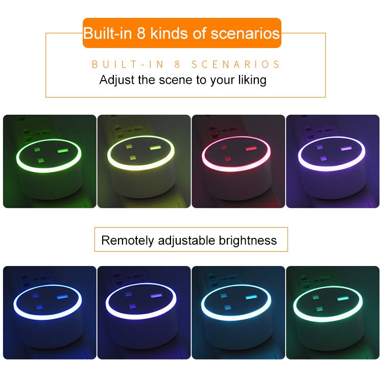 10A RGB Scene Light WiFi Remote Control Smart Socket, Works with Alexa and Google Home, AC 220-240V, UK Plug, XS-SSC03