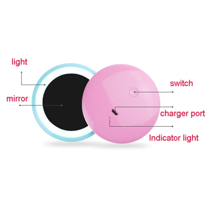 OneFire 1W 10 LED Lampada da scrivania LED multifunzione ricaricabile a forma di ciambella per specchio per trucco Luce notturna, DC 5V, 1W Pink, 1W Blue