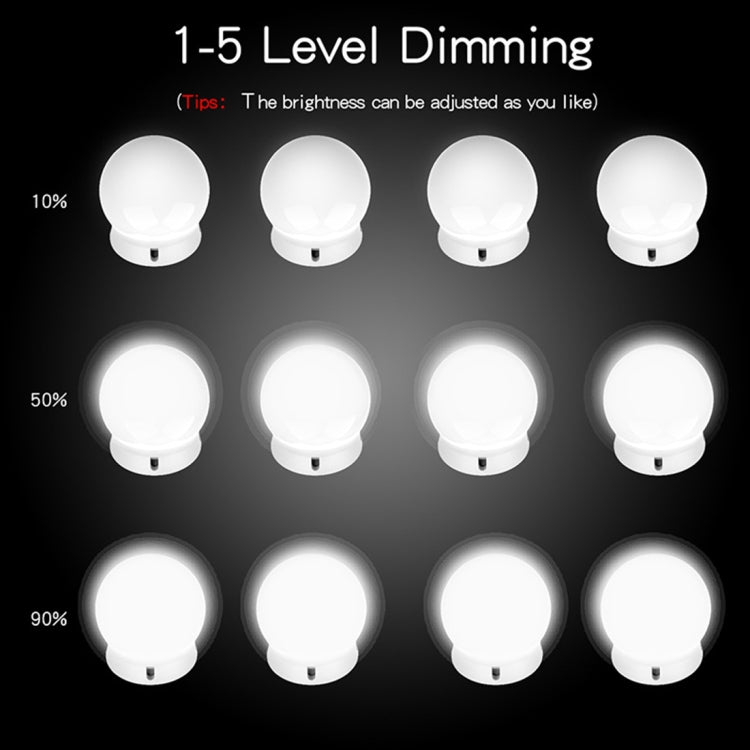 Lampada da toeletta con lampadina cosmetica illuminata stile Hollywood da 120LM 7000K, lunghezza cavo: 4,6 m, DC 5 V