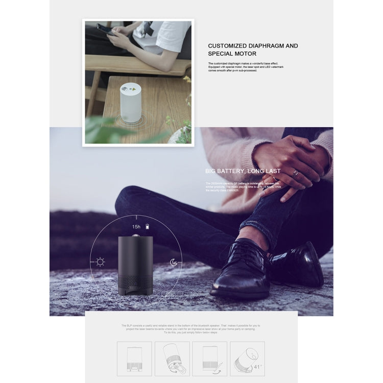 Blinblin Major 1 Proiettore laser RGB portatile con ricarica USB da 6 W. Altoparlante audio stereo Bluetooth