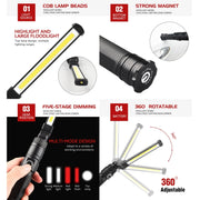 Luce di emergenza portatile pieghevole ricaricabile USB