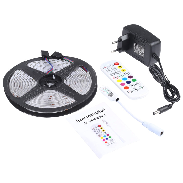 Striscia luminosa Bluetooth impermeabile SMD 5050 IP65 da 5 m, 150 LED, RGB, con telecomando a 24 tasti, spina europea, 5m 150 LEDs IP65