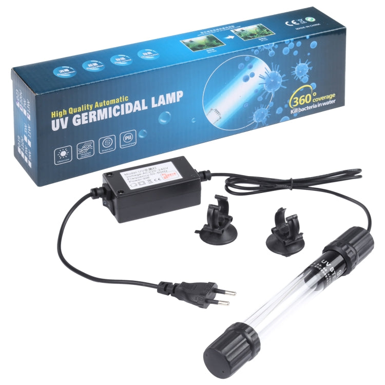 Lampada germicida ultravioletta UV-009 da 9 W per acquario, spina europea, 9W