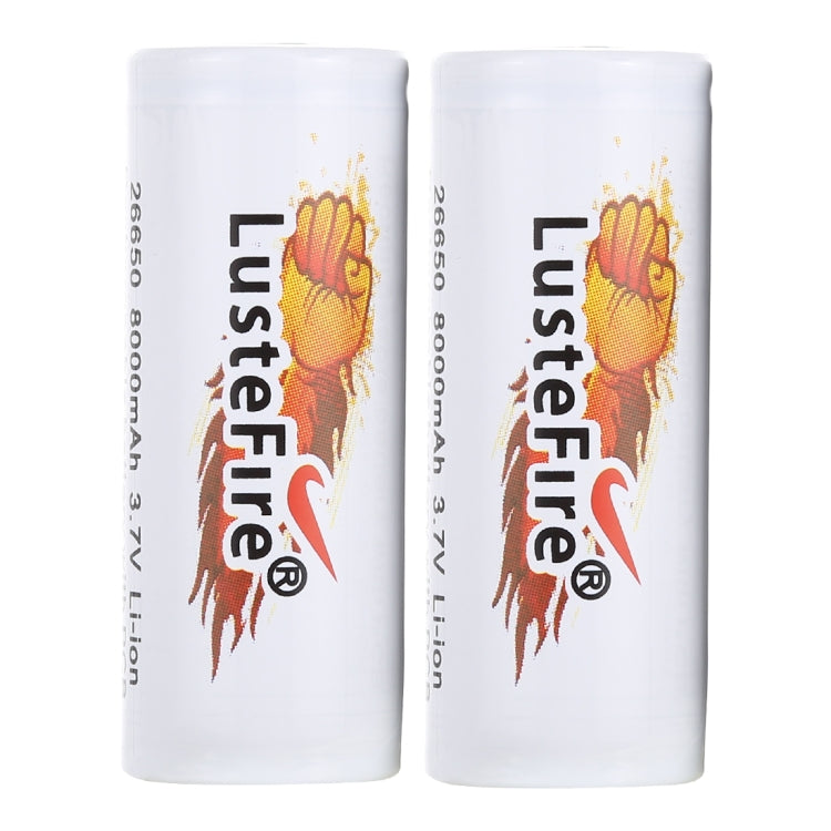 LusteFire 2pcs 8000mAh 3.7V 26650 Lithium Rechargeable Battery with PCB, 26650 8000mAh