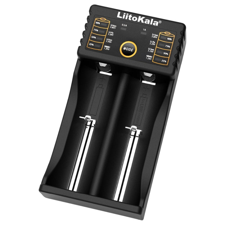 LiitoKala lii-202 Caricabatterie intelligente con uscita USB per Li-ion IMR 18650, 18490, 18350, 17670, 17500, 16340(RCR123), 14500, 10440