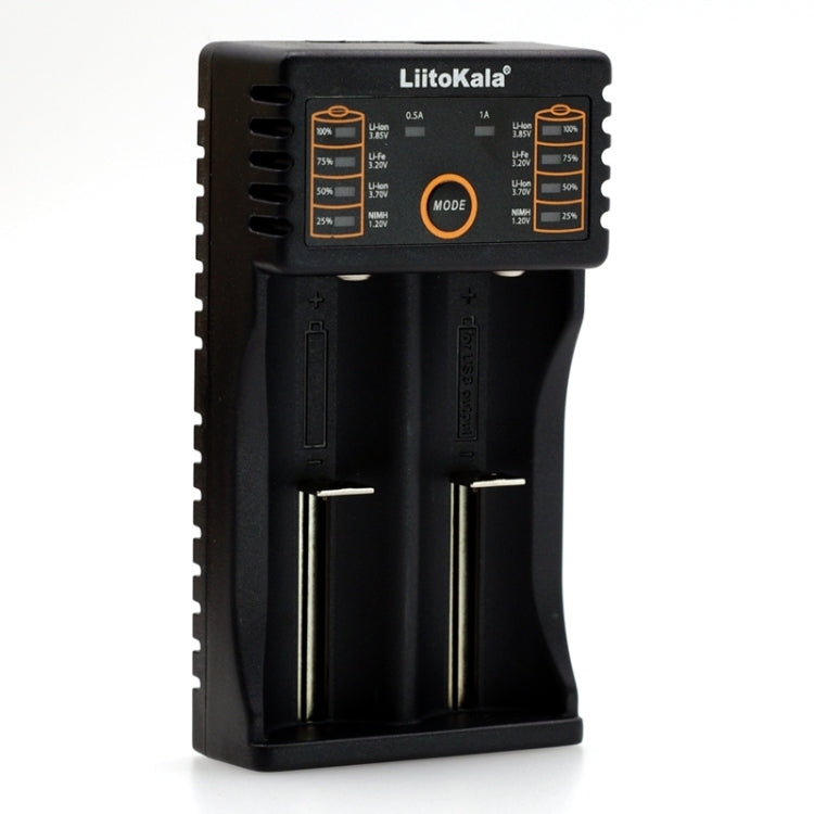 LiitoKala lii-202 Caricabatterie intelligente con uscita USB per Li-ion IMR 18650, 18490, 18350, 17670, 17500, 16340(RCR123), 14500, 10440