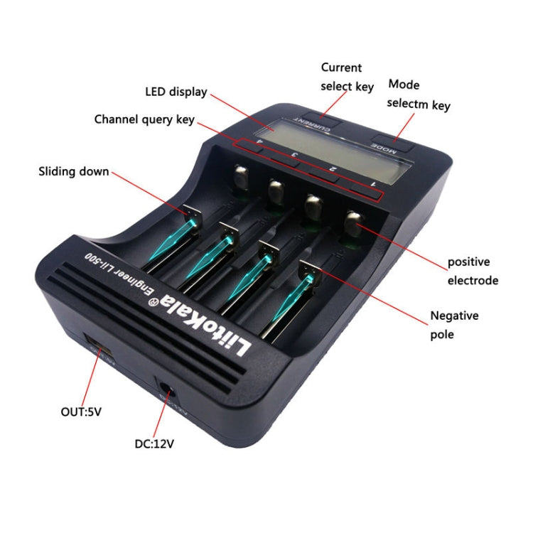 LiitoKala lii-500 Lithium Battery Charger for Li-ion IMR 18650, 26650, 16340, 14500, 10440, 18500, EU Plug