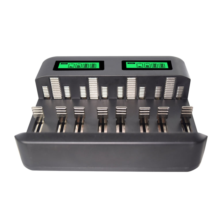 Caricabatteria USB a 8 slot da 5 V 2 A per batterie AA, AAA e C/D, con display LCD