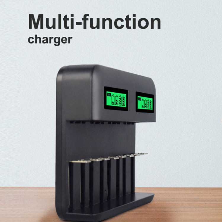 Caricabatterie USB 8 slot per batterie AA, AAA, C e D con display