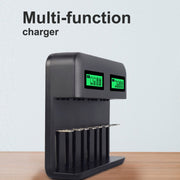 5V 2A 8-Slot USB Charger for AA, AAA and C/D Batteries with LCD Display