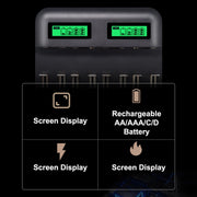 5V 2A 8-Slot USB Charger for AA, AAA and C/D Batteries with LCD Display